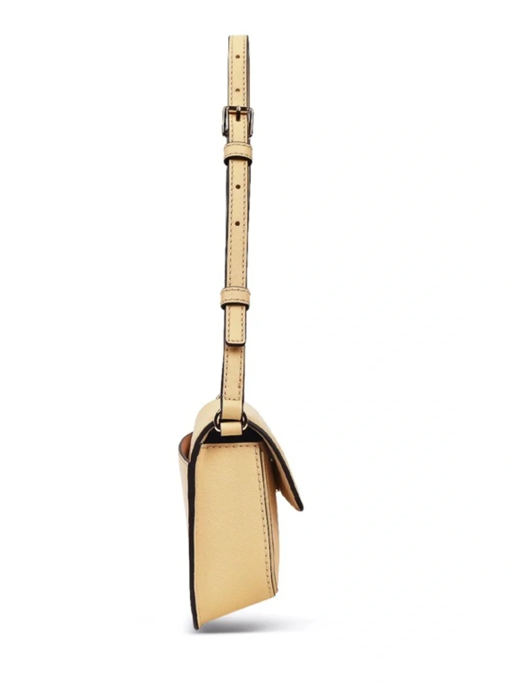 Tory Burch Leather Flap Shoulder Bag Beige Buff Gold Hardware Crossbody NWT $375